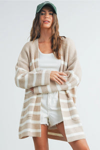 Knitted Stripe Maxi Cardigan