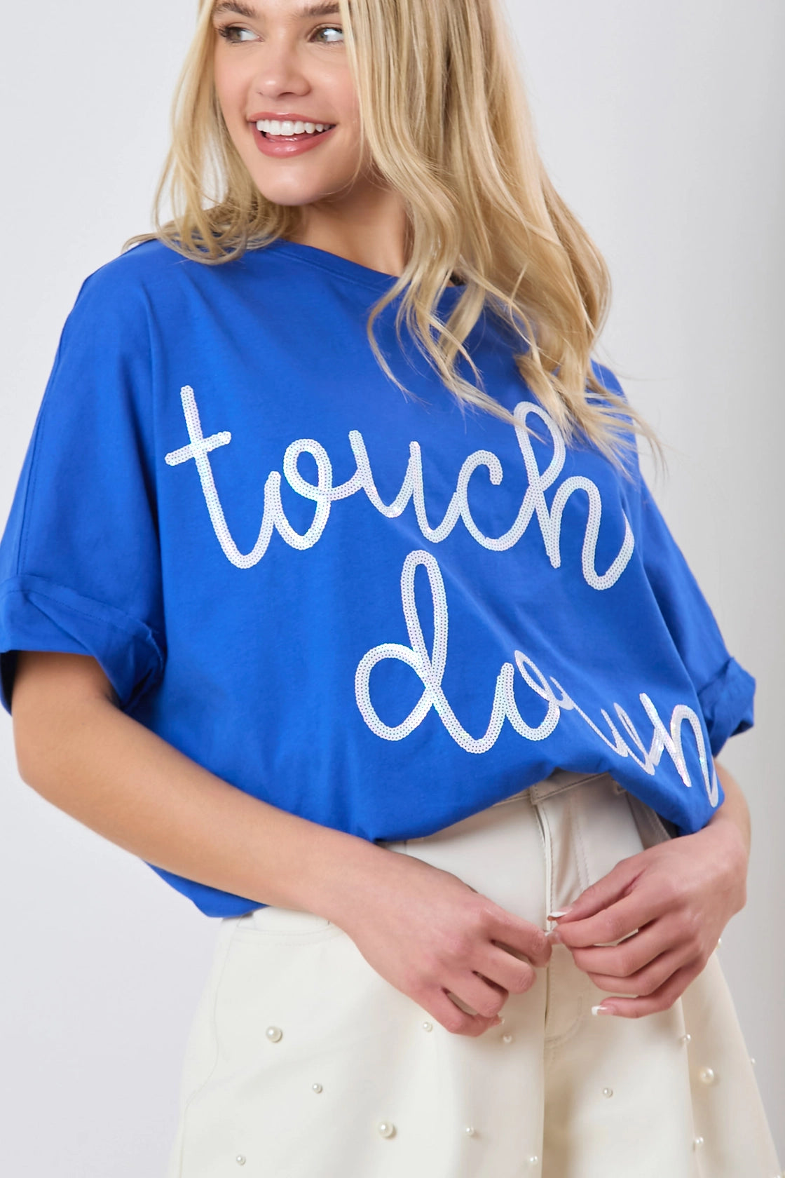 Royal Touch Down Sequin Top