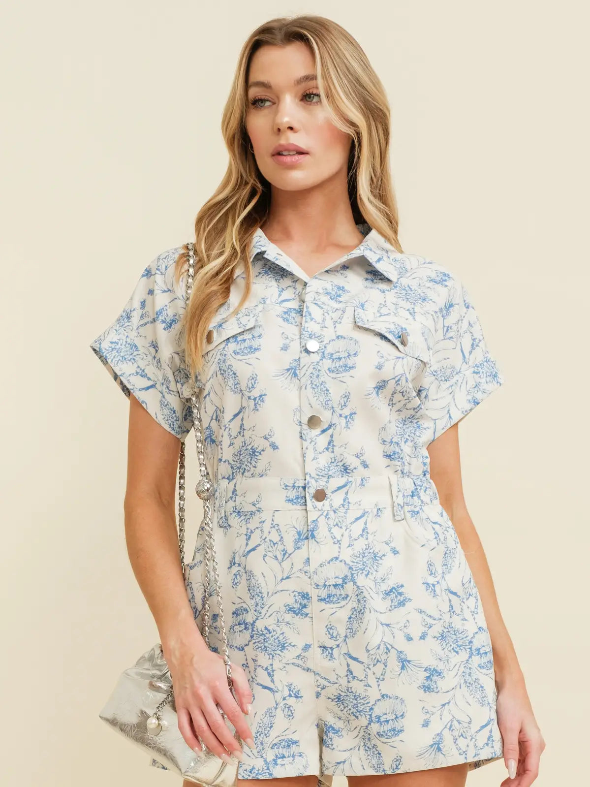 Floral Button Up Romper