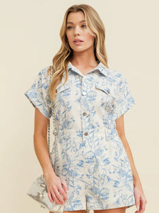 Floral Button Up Romper