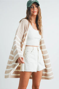 Knitted Stripe Maxi Cardigan