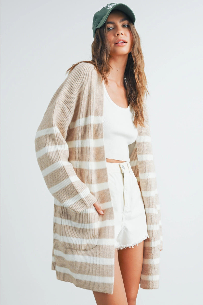 Knitted Stripe Maxi Cardigan