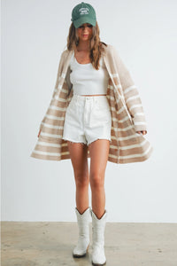Knitted Stripe Maxi Cardigan