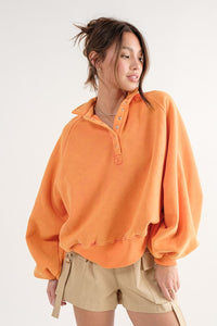 Piper Orange Collared Pullover