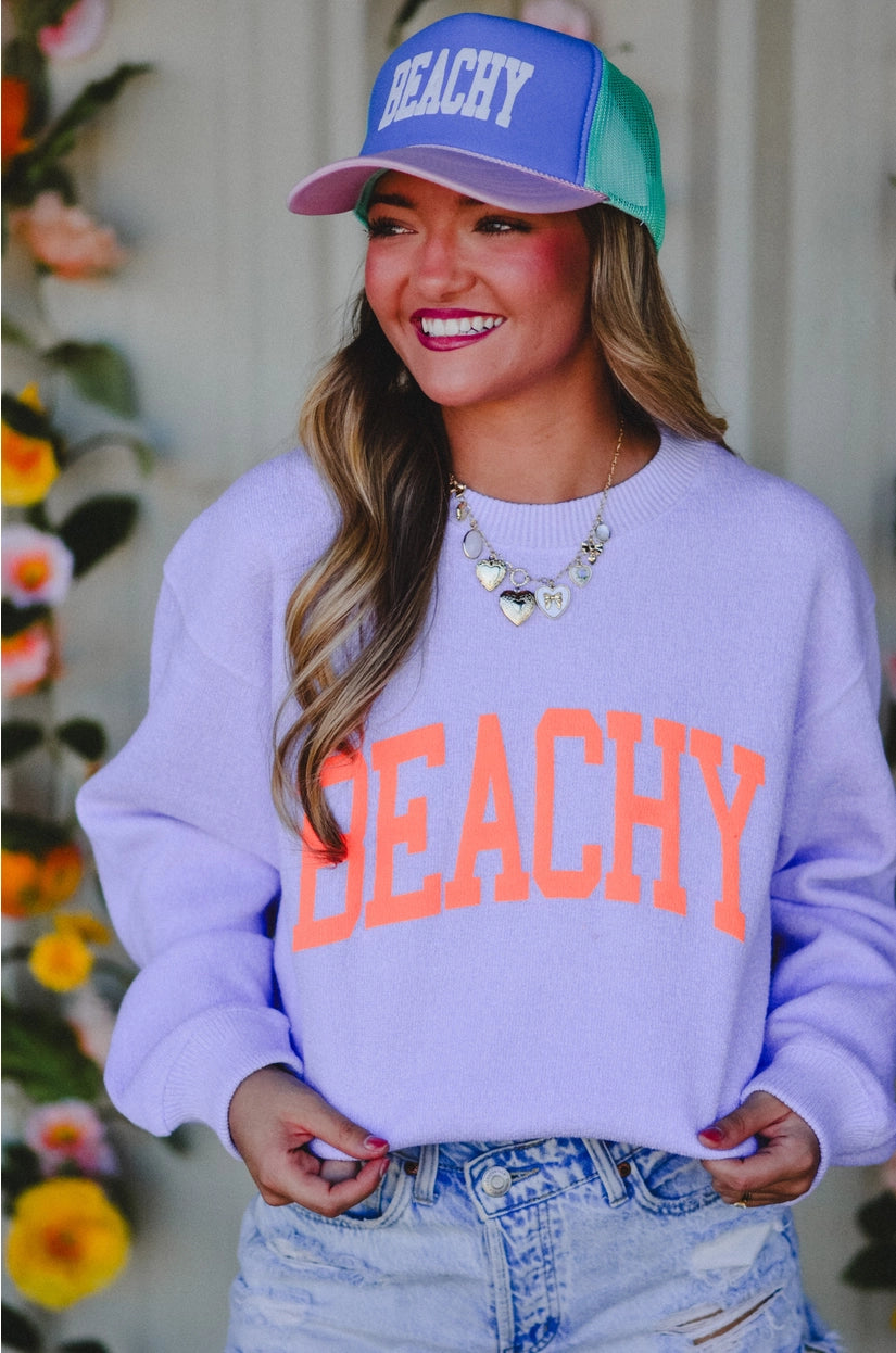 Beachy Lavender Knit Sweater