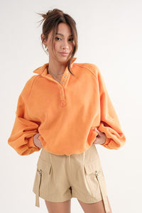 Piper Orange Collared Pullover