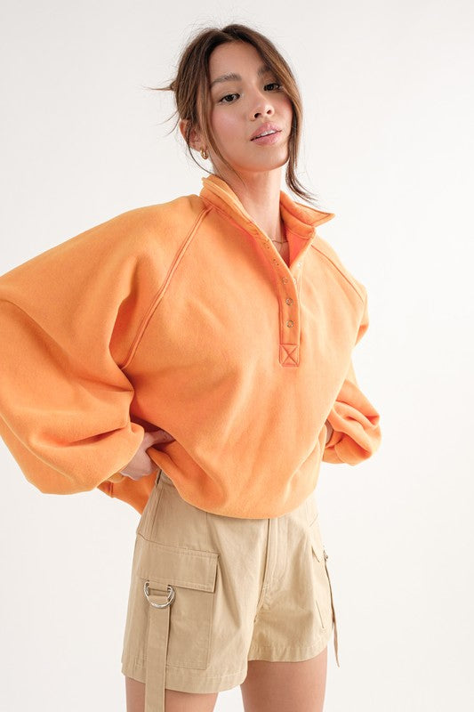 Piper Orange Collared Pullover