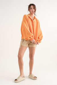 Piper Orange Collared Pullover