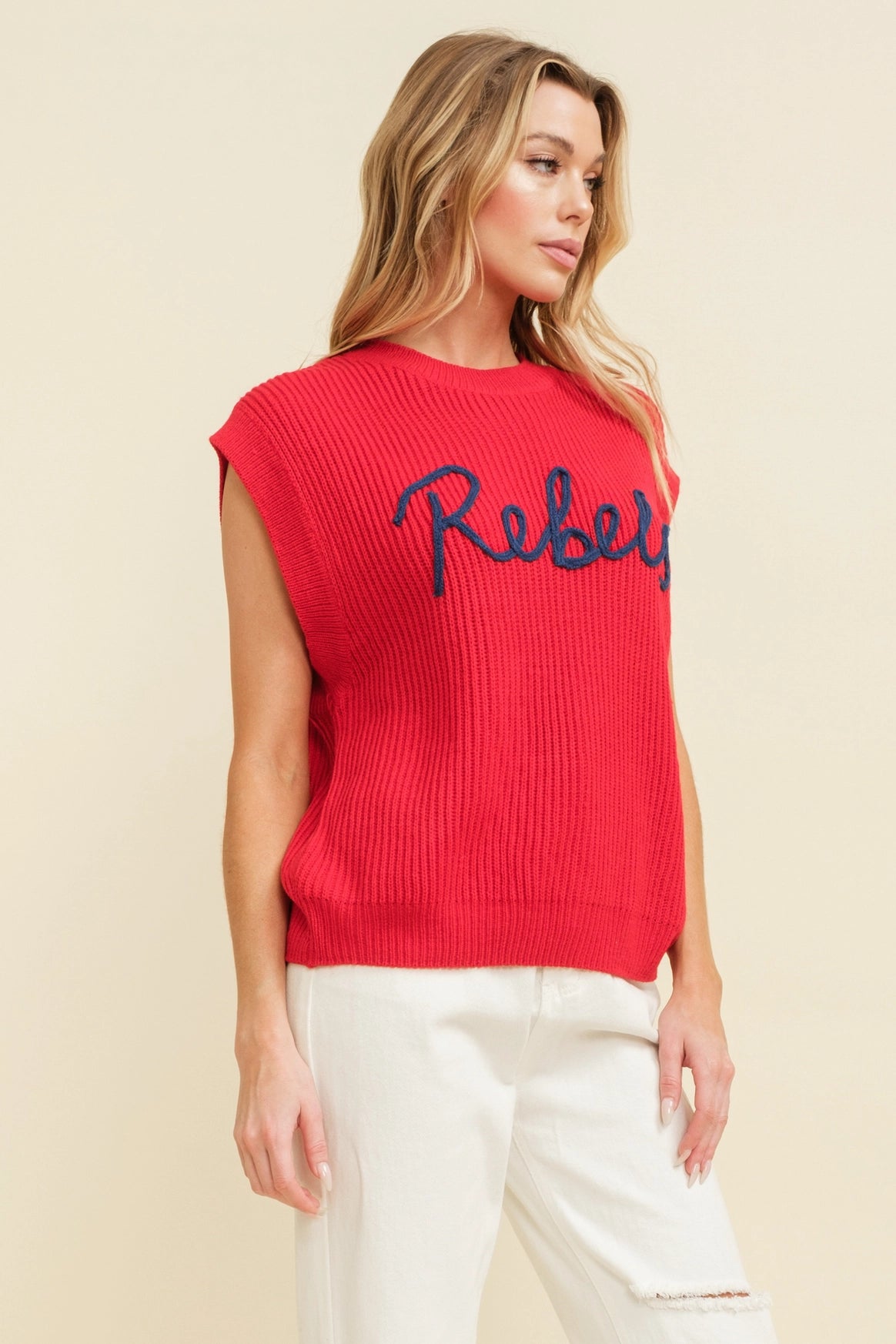 Ole Miss Embroidered Sweater Tank