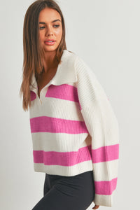 Stacie Stripe Wide Collar Sweater