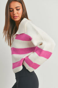 Stacie Stripe Wide Collar Sweater