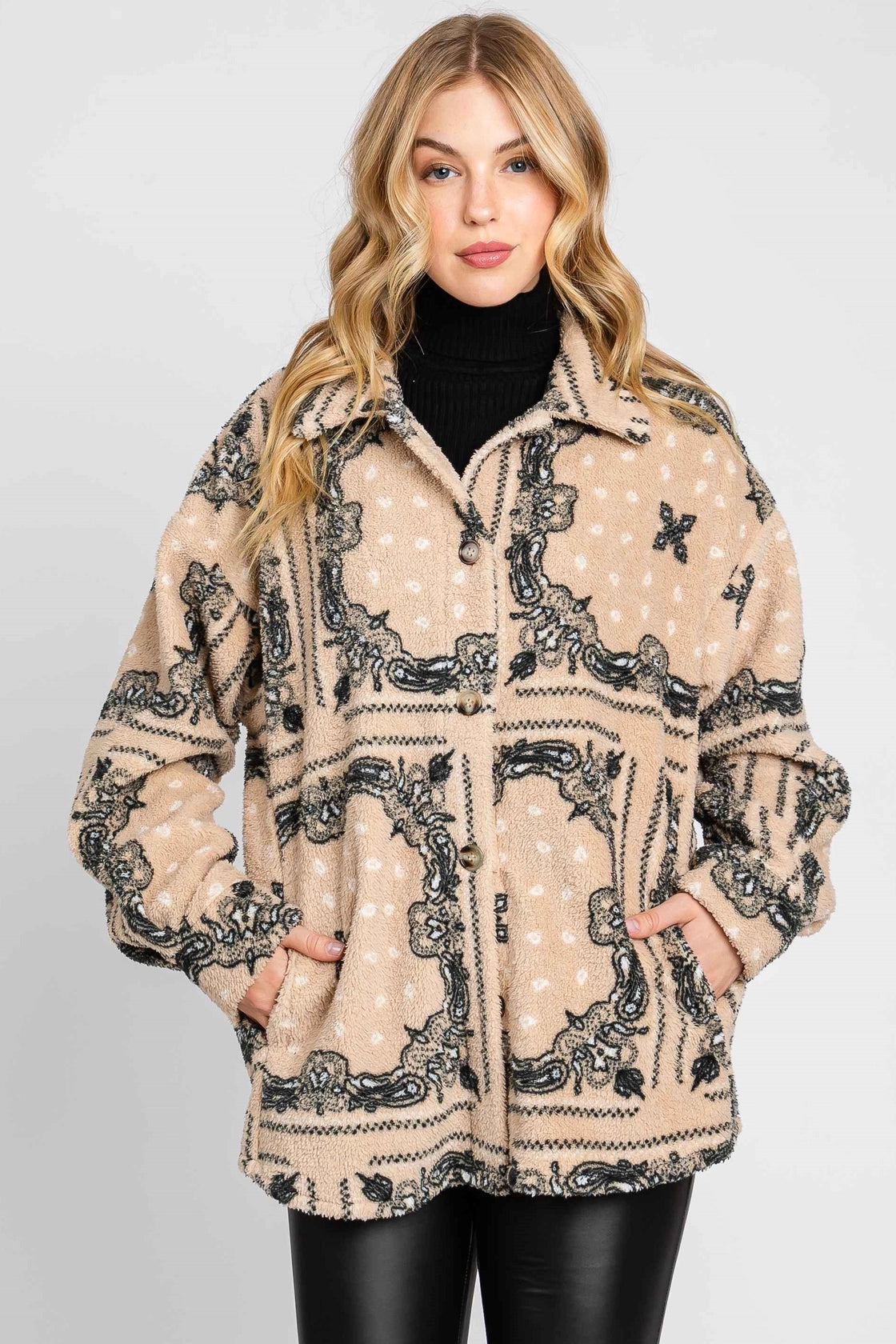 Elle Sherpa Button Down