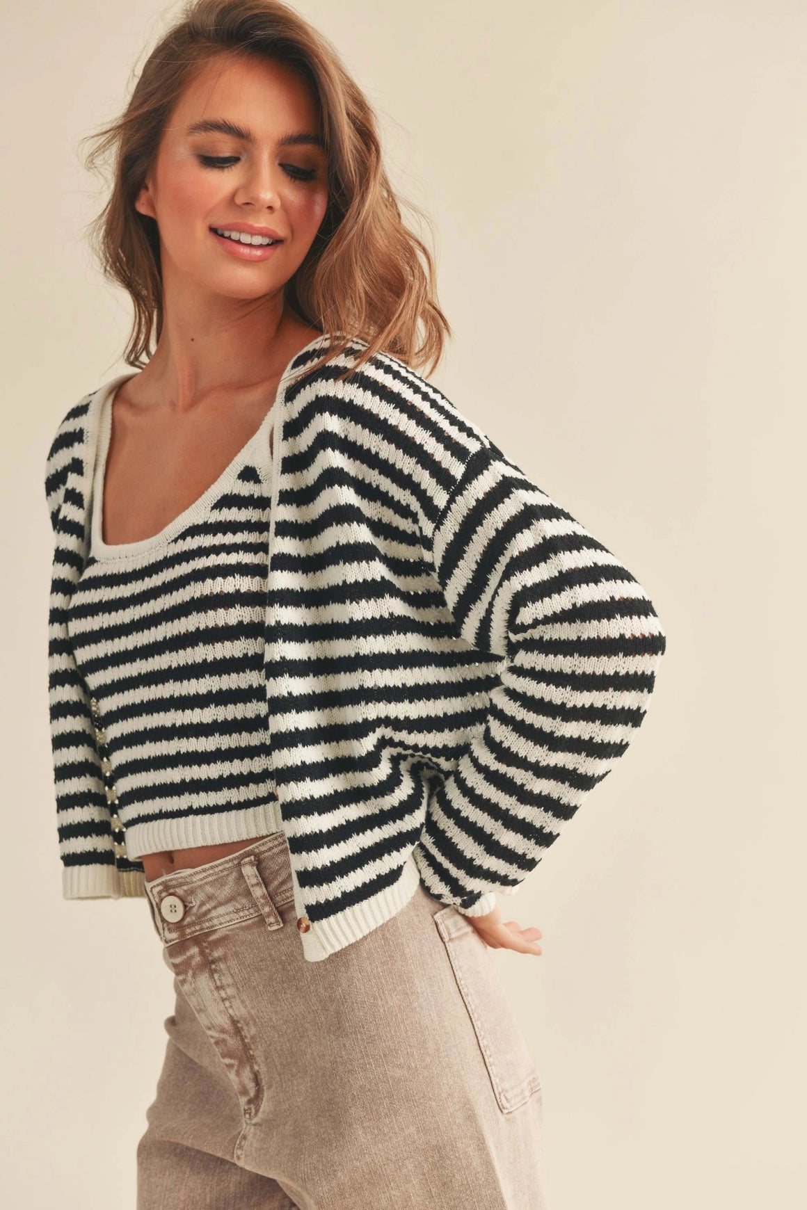 Noah Striped Crochet Cardigan