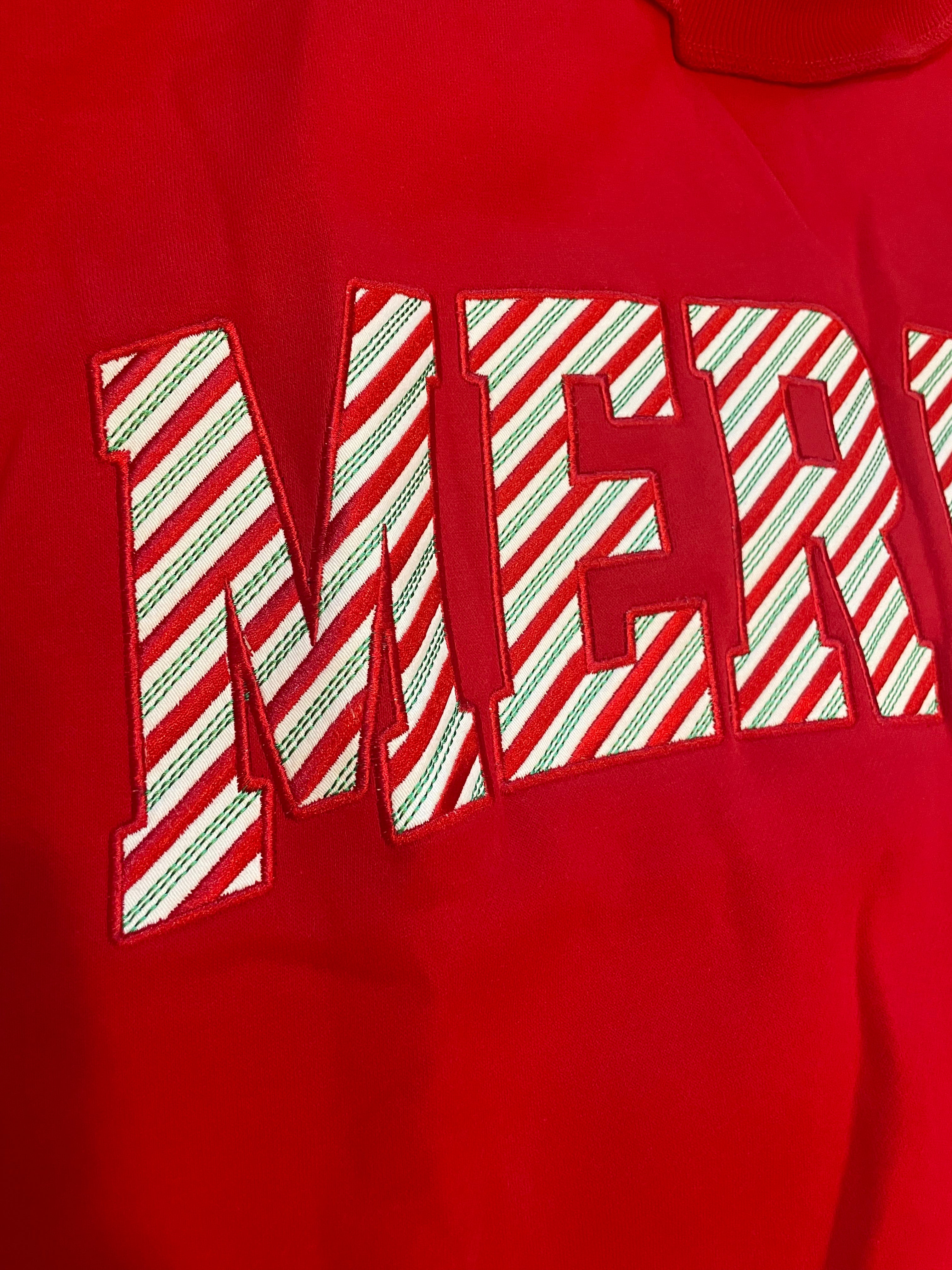 Merry Embroidered Mock Neck Sweatshirt