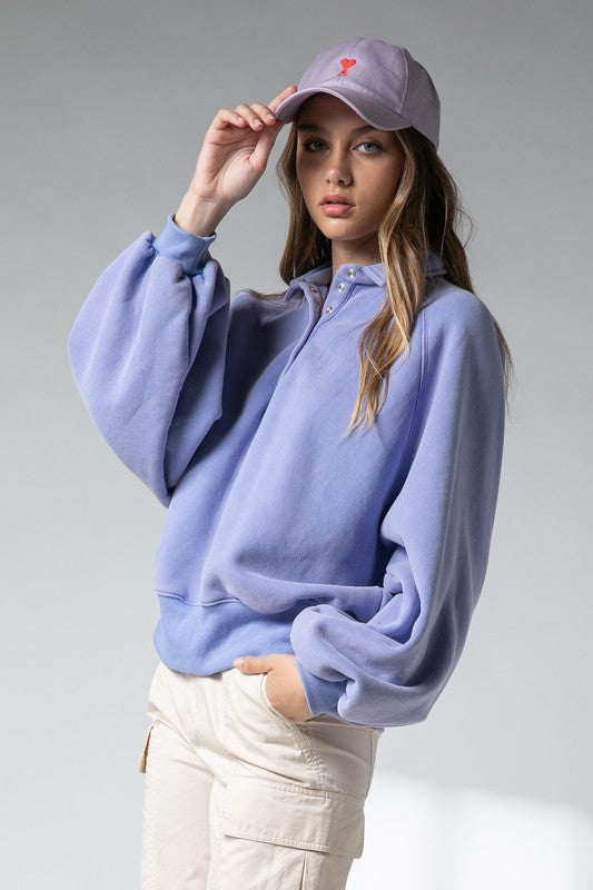 Piper Blue Snap Button Collared Sweater