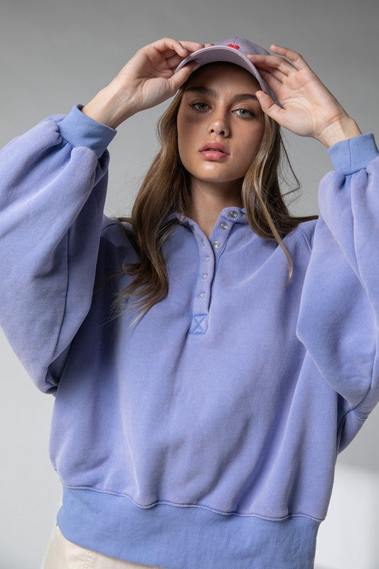 Piper Blue Snap Button Collared Sweater