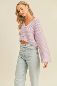 Lovely Lilac Cropped Cardigan