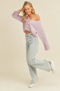 Lovely Lilac Cropped Cardigan